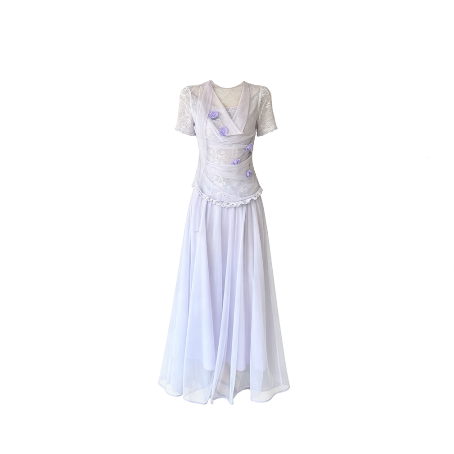 CPAURA Two Piece Skirt Sets Women's Draped Collar Thin Long Skirt