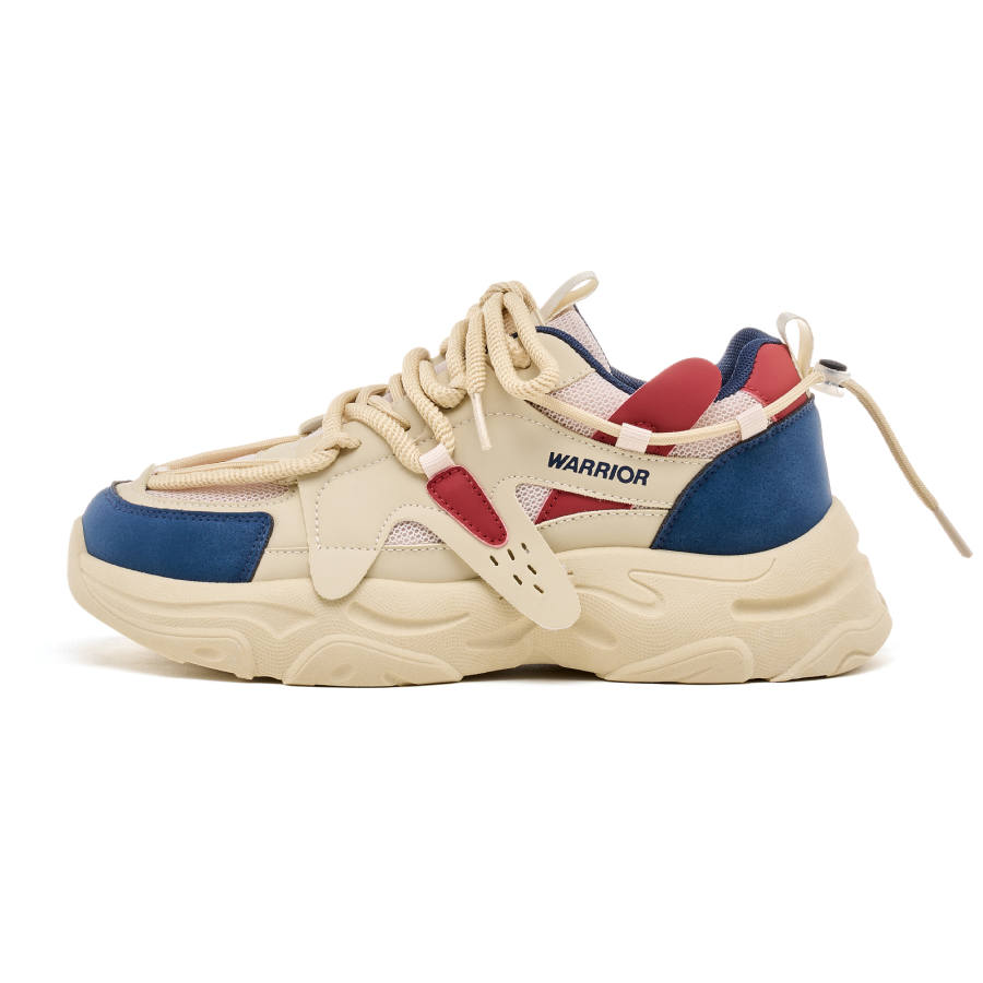 WARRIOR Cushioning Abrasion Resistant Slip Resistant Low top Chunky Sneakers Men's Khaki Dark Blue Red