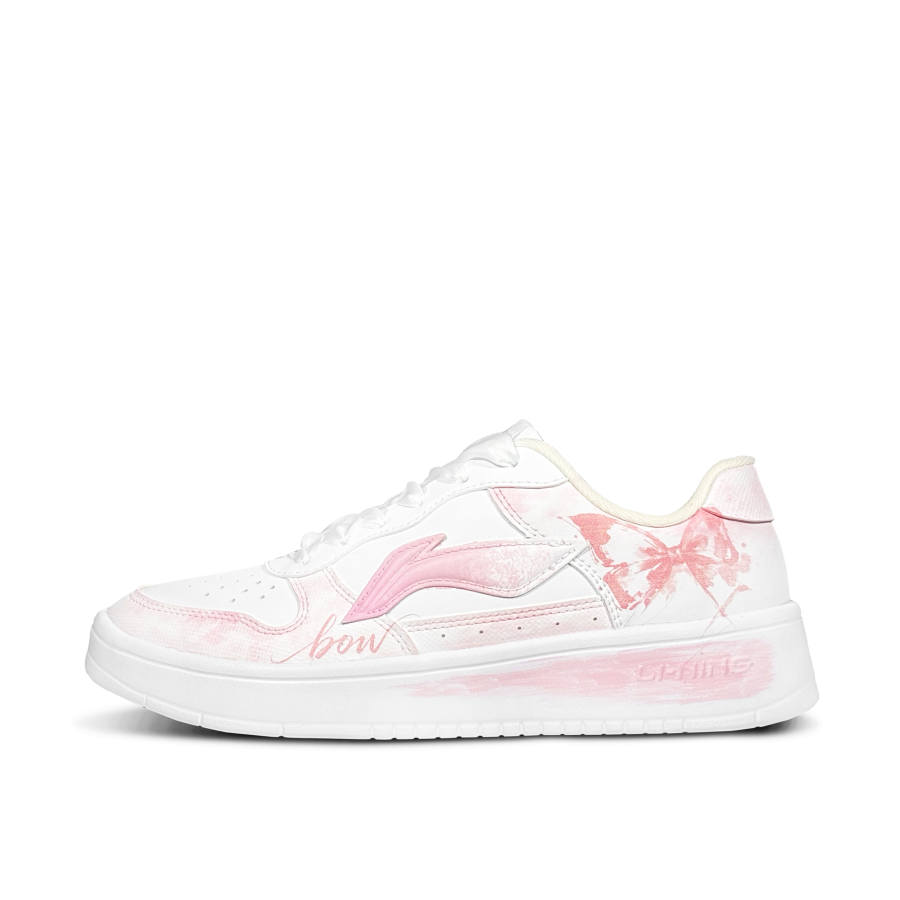 Li-Ning Li Ning Floating Boat Pink Butterfly Phantom Height Increasing Slip Resistant Low top Skateboard Shoes Women's