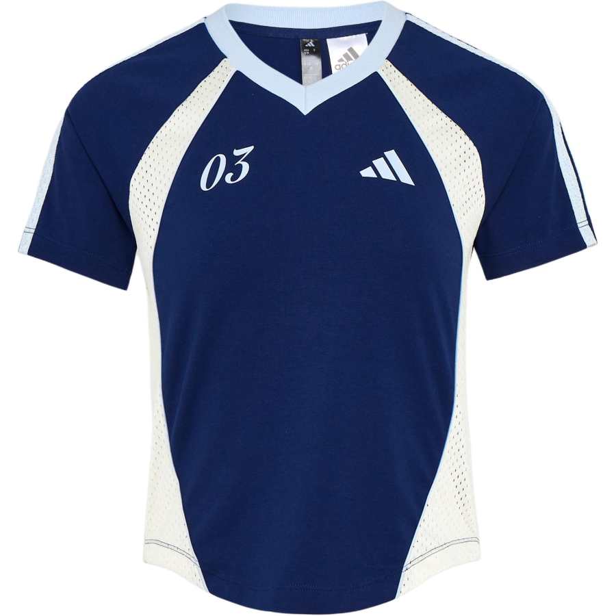 Adidas Adidas T Shirts Women's Dark Blue V Neck Moderate