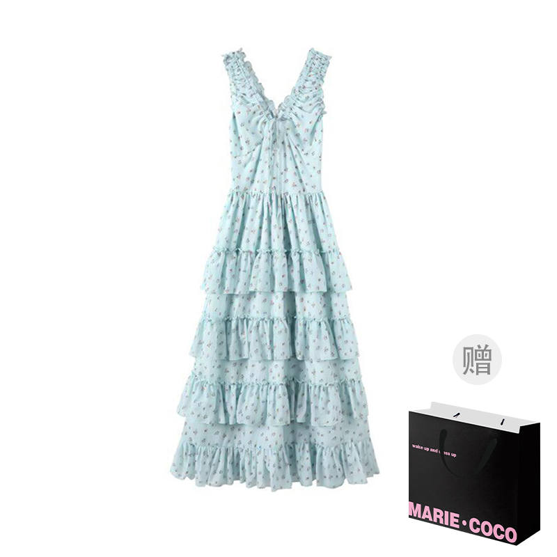 MARIE·COCO Sleeveless Dresses Women's Dress V Neck Moderate Long Skirt