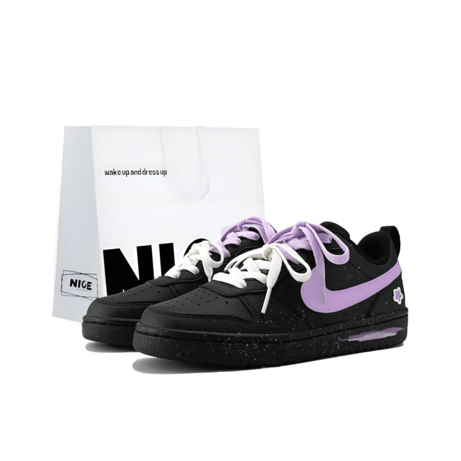 Nike Nike Court Borough Ink Purple Star BOX Leather Low top Kids' Skateboarding Shoes Light Purple Teenagers
