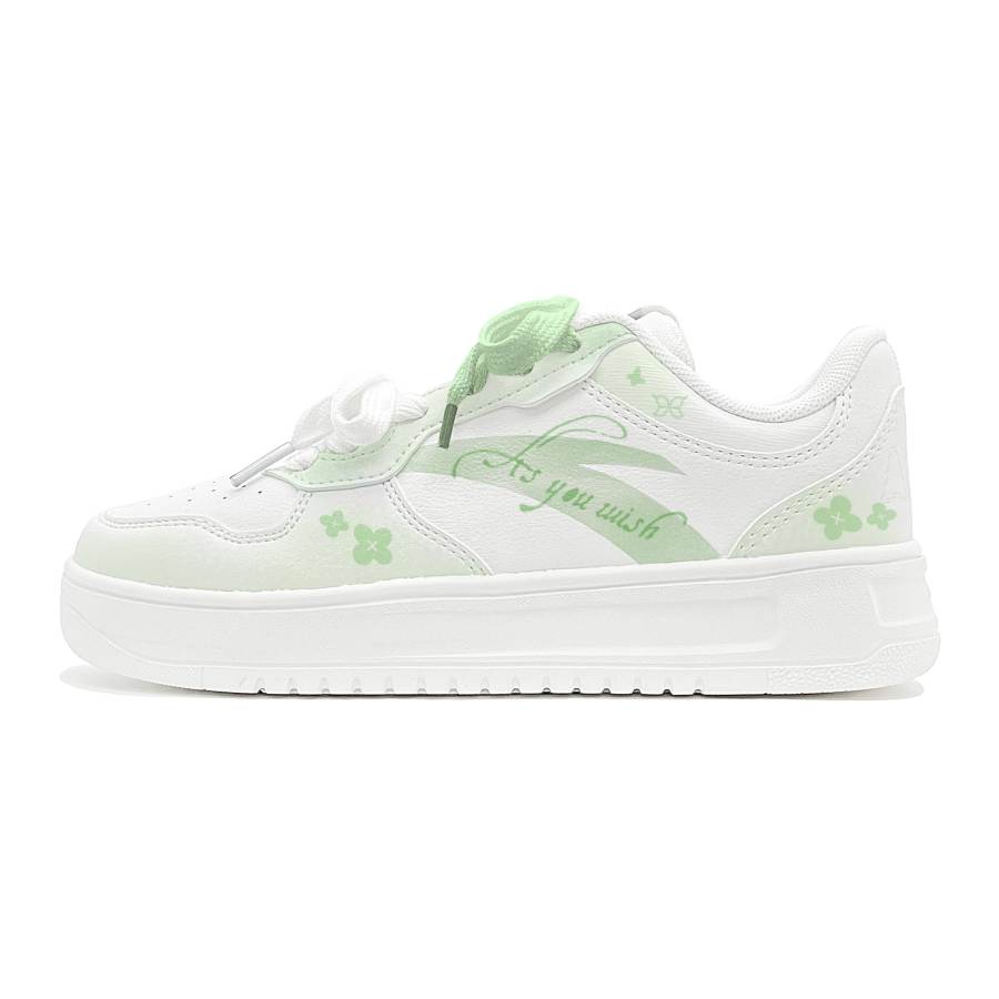 Anta Easy Abrasion Resistant Lightweight Low top Skateboard Shoes Women's Green White