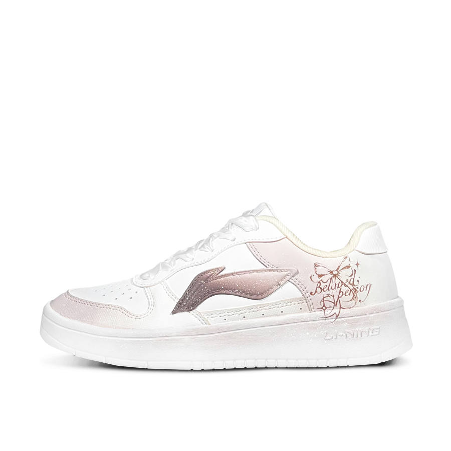 Li-Ning Li Ning Floating Boat Lightweight Abrasion Resistant Low top Skateboard Shoes Women's White Pink