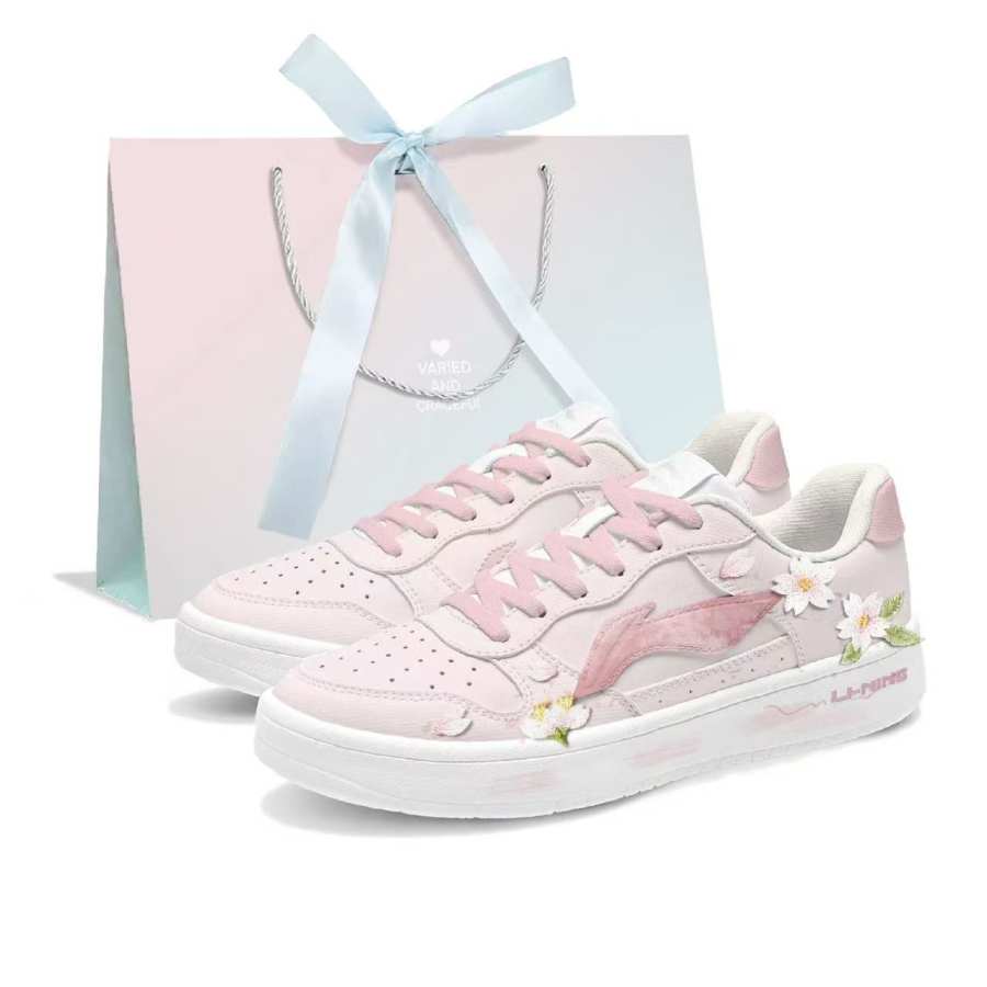 Li-Ning Li Ning Floating Boat Slip Resistant And Breathable Low top Skateboard Shoes Women's Cherry Blossom Pink
