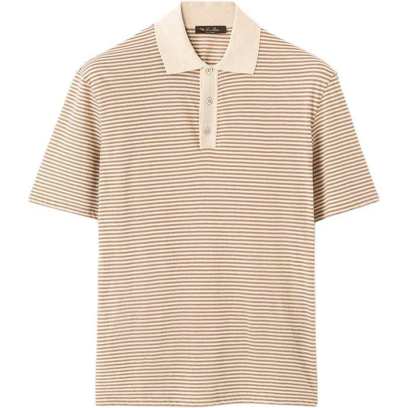 Loro Piana Knitwear Men's Sand Polo Collar Moderate Straight Fit