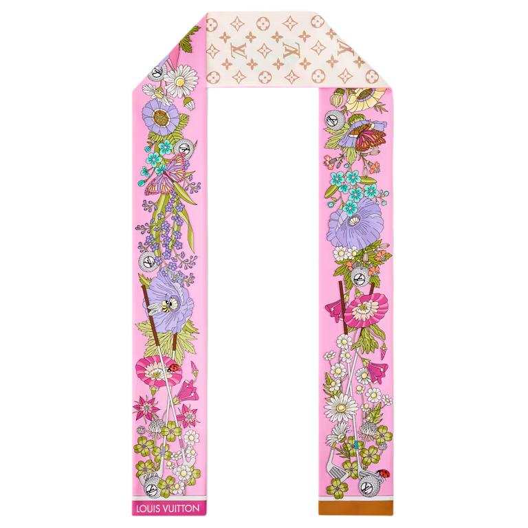 LOUIS VUITTON Club Silk Scarves Women's Rose Pink
