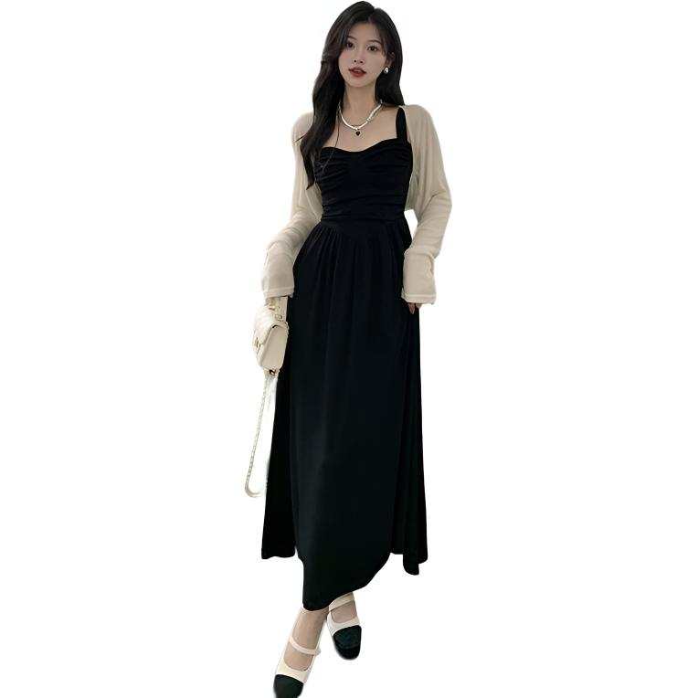 CPAURA Dress Knitted Fabric Cardigan Set Women's