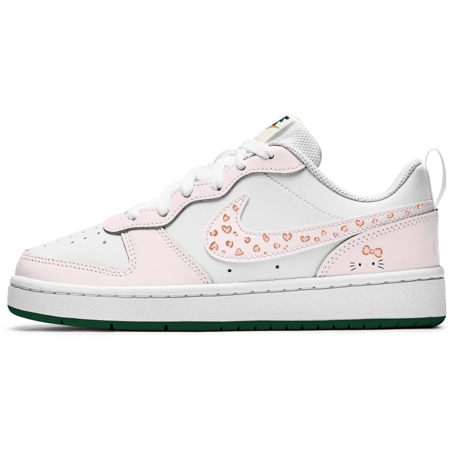 Nike Nike Court Borough 2 Leopard Print Kitten Slip Resistant Abrasion Resistant Low top Skateboard Shoes Women's Pink