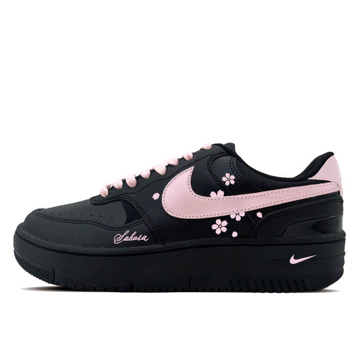 Nike Nike Gamma Force Floral Synthetic Leather Abrasion Resistant Low top Skateboard Shoes Women's Black