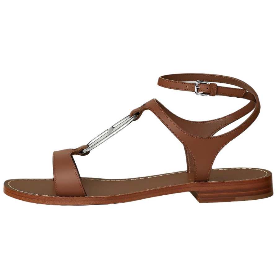 HERMES Marinella One Strap Sandals Women's Gold