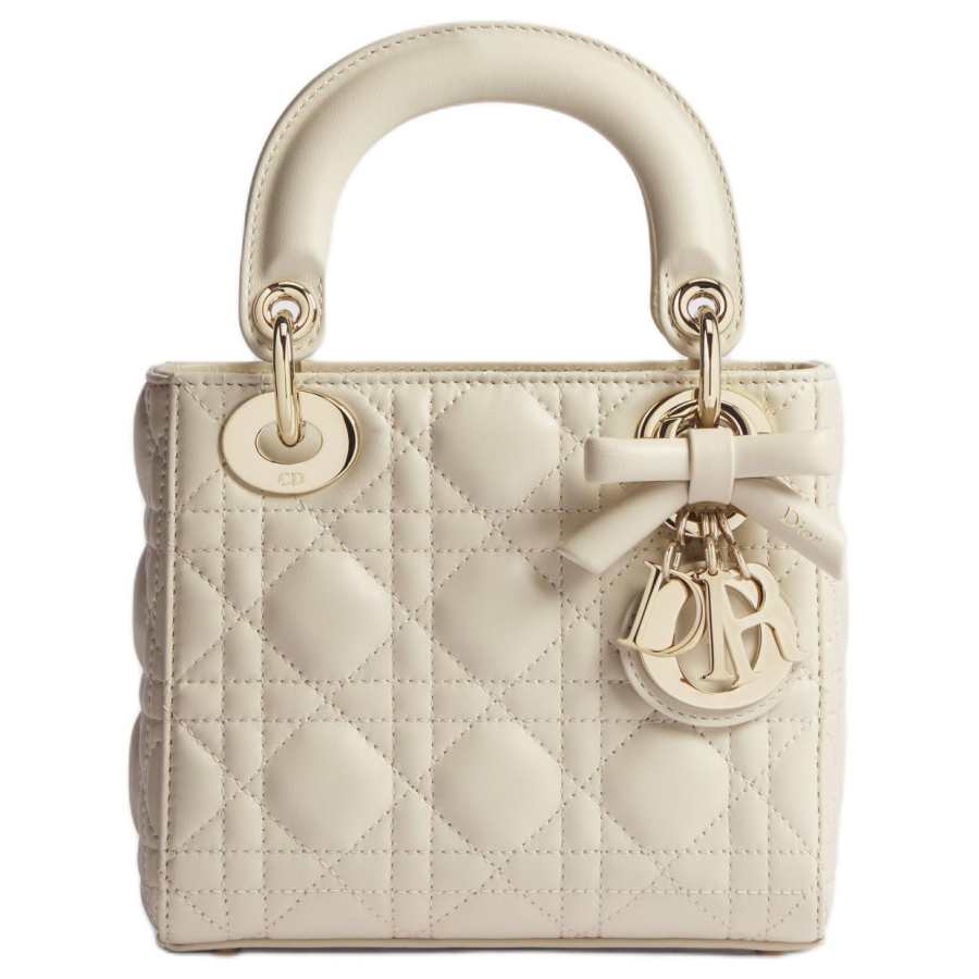 DIOR Lady Dior Sheepskin Handbag Mini Women's Beige