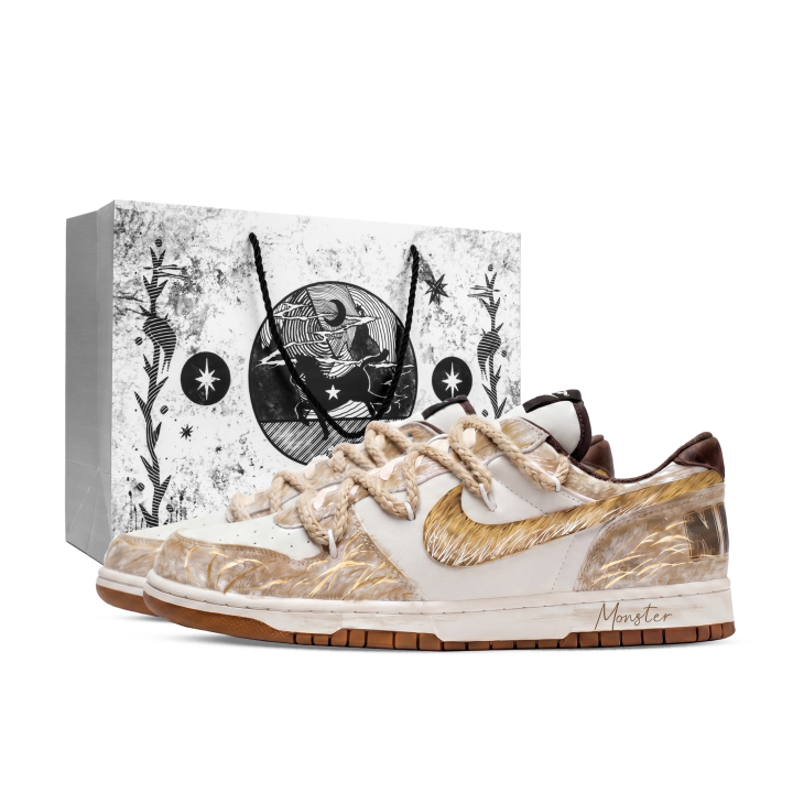Nike Nike Big Rice Aroma, Monster Lab Slip Resistant Low top Skateboard Shoes Unisex White Brown