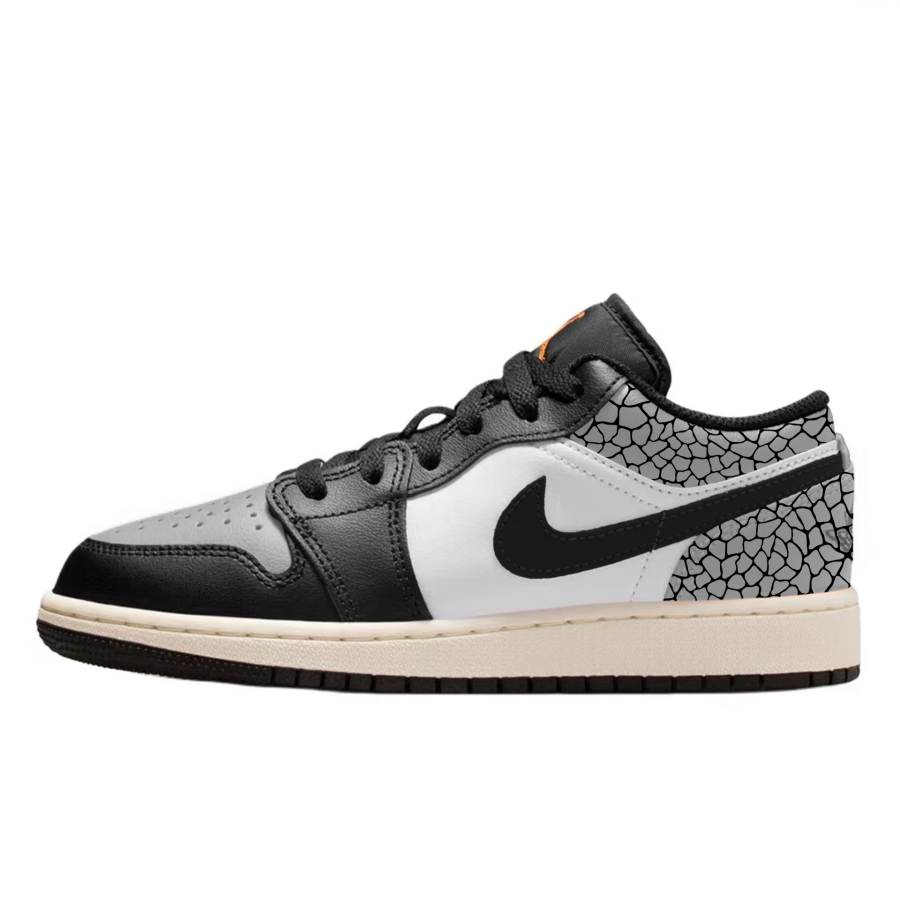 Jordan Jordan Air Jordan 1 Crackle Synthetic Leather Slip Resistant Lightweight Cushioning Low top Children's Basketball Shoes