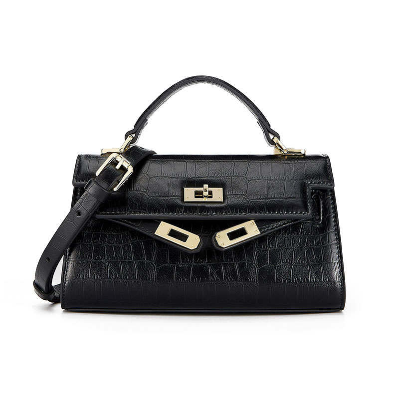 ELLE ELLE Crocodile Pattern Cow Leather Handbag Women's Multicolor