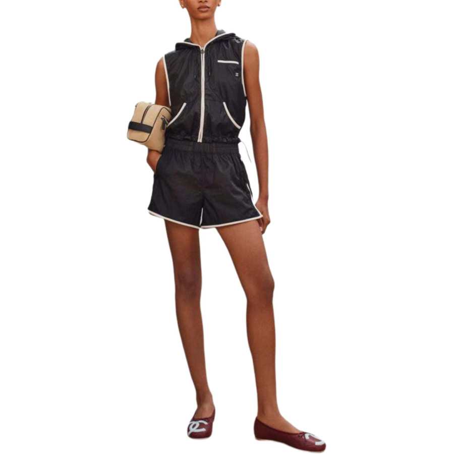 CHANEL Vests Women's Black Hooded Non Detachable Moderate Other