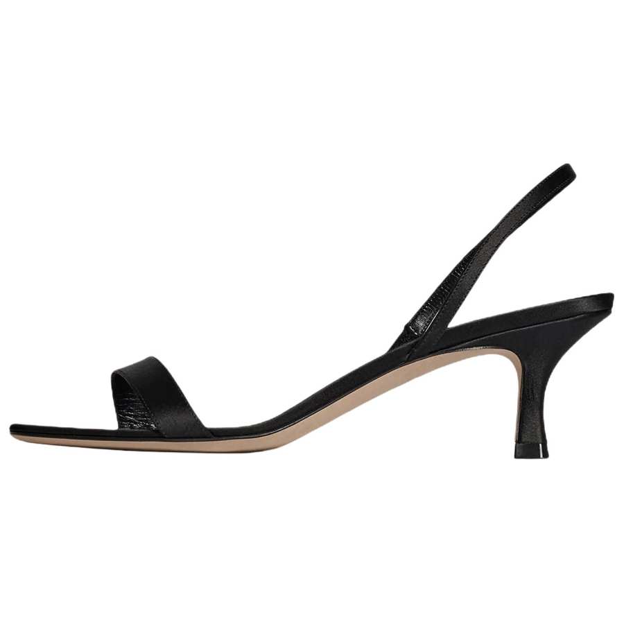 THE ROW Ella Silk One Strap Sandals 5CM Women's Black