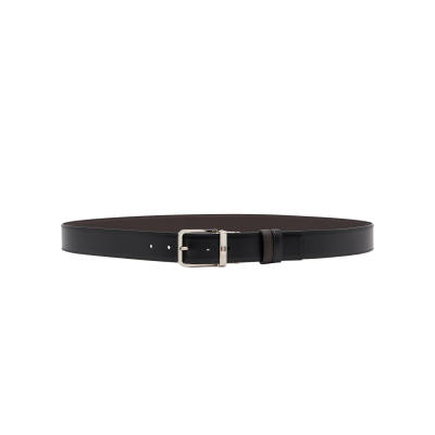 BALLY Genuine Leather Alloy Leather Belts Men's Black/Brown Width 3.5cm