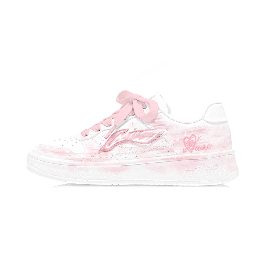Li-Ning Li Ning Floating Boat Abrasion Resistant Lightweight Low top Skateboard Shoes Women's White Pink