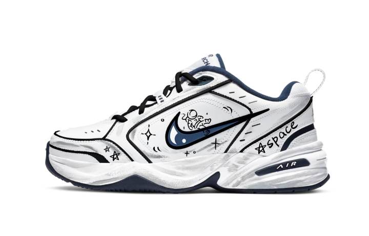 Nike Nike Air Monarch 4 Star Trails Textile, Leather Slip Resistant Abrasion Resistant Low top Chunky Sneakers Unisex White