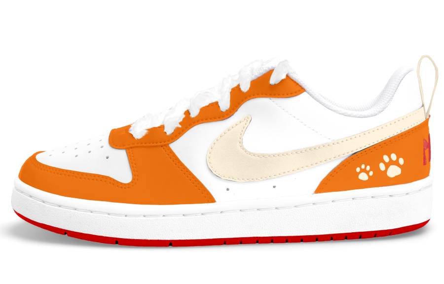 Nike Nike Court Borough Orange Beige Paw Print Low top Kids' Skateboarding Shoes Orange Teenagers