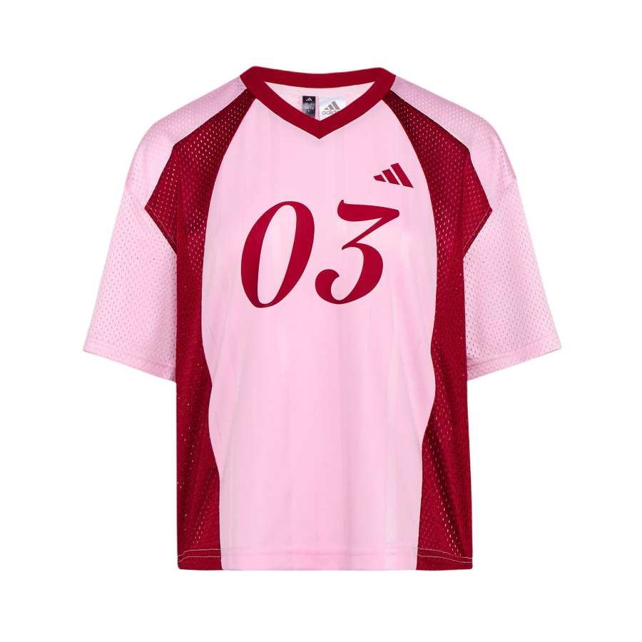Adidas Adidas T Shirts Women's Clear Pink V Neck Moderate