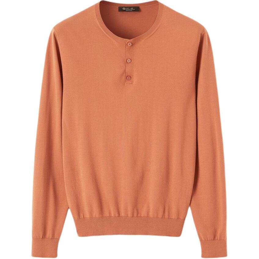 Loro Piana Knitwear Men's Orange Henry Collar Moderate Other