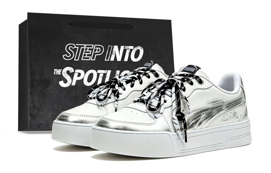 PUMA Skye White Moonlight Skateboard Shoes Women's White Silver