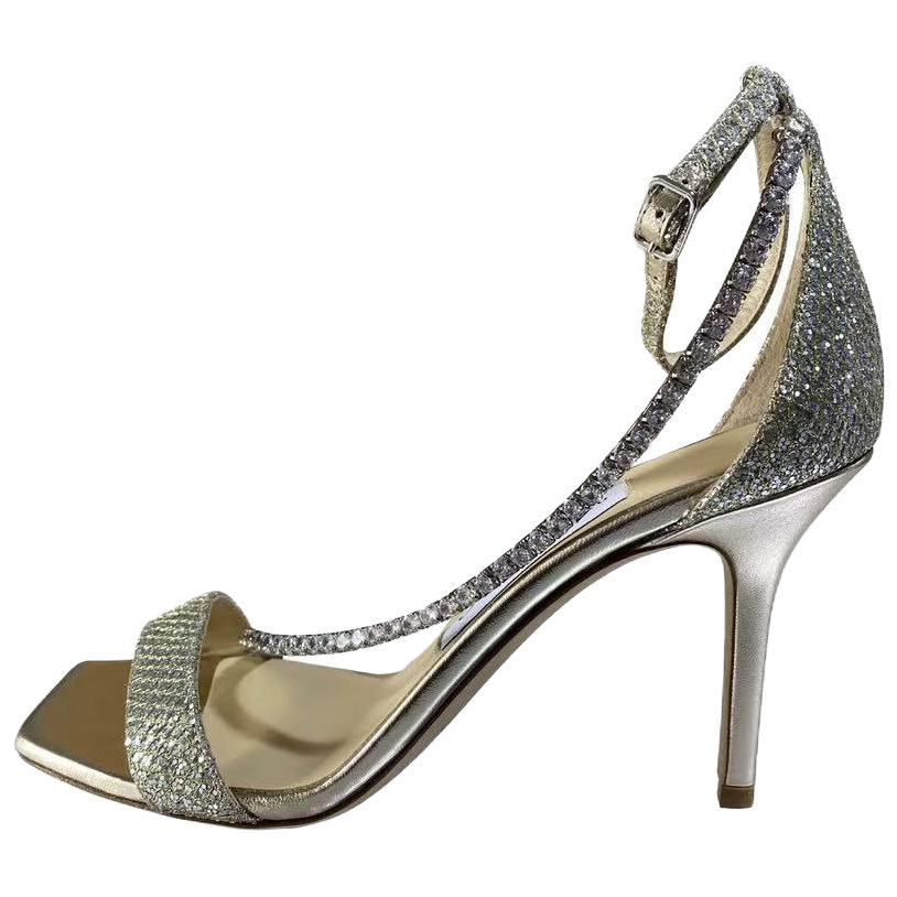 Jimmy Choo Leather One Strap Sandals 8.5cm Women's Gold