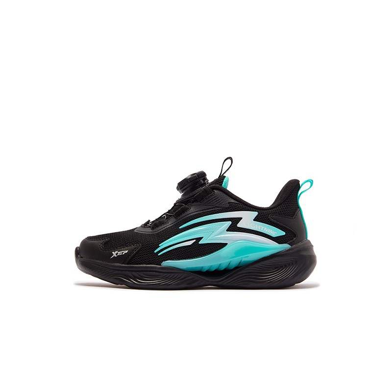 XTEP Slip Resistant Abrasion Resistant Low top Kids' Running Shoes Black Aurora Green Kids'