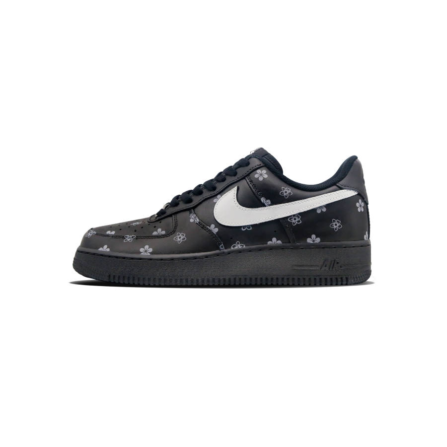 Nike Nike Air Force 1 Floral Panicum Synthetic Leather, Leather Low top Kids' Skateboarding Shoes Black Teenagers