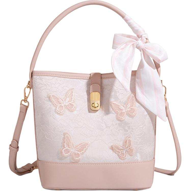 PAYOT Synthetic Leather Handbag Regular Women's Pink/Ecru/Black
