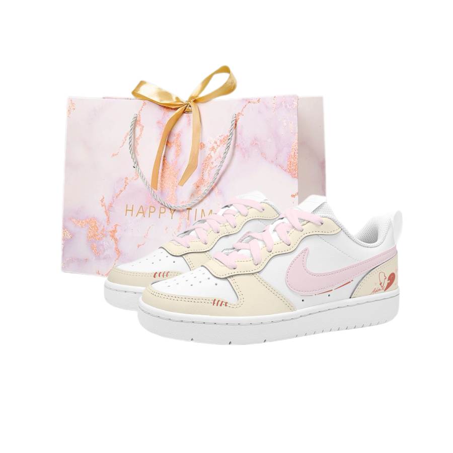 Nike Nike Court Borough Heartbeat Trajectory Slip Resistant Abrasion Resistant Low top Skateboard Shoes Women's Pink