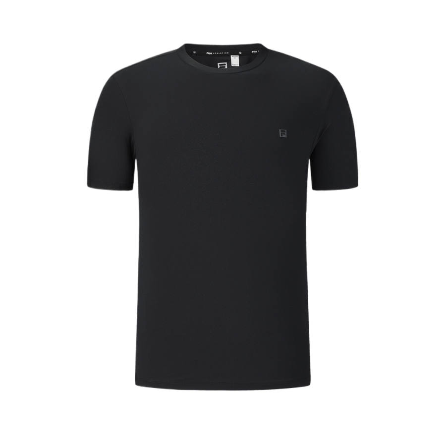 FILA Fitness T Shirts Men's Pitch Black Crew Neck Moderate