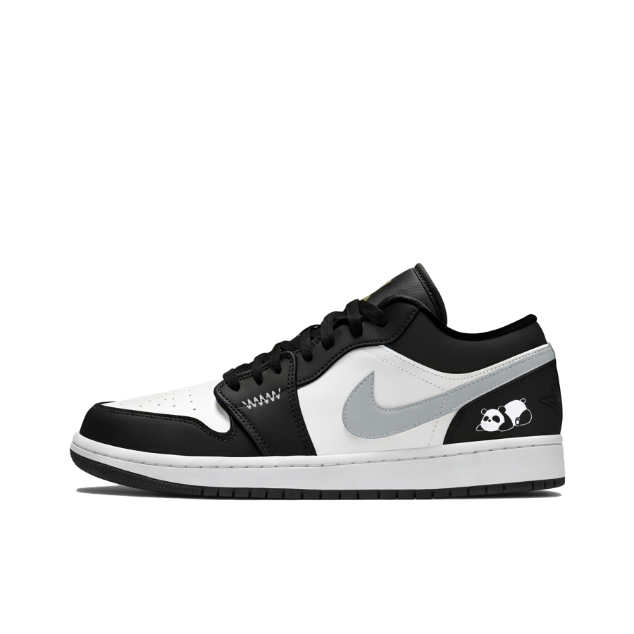 Jordan Jordan Air Jordan 1 Round Gem Slip Resistant Abrasion Resistant Low top Basketball Shoes Unisex Black White Gray