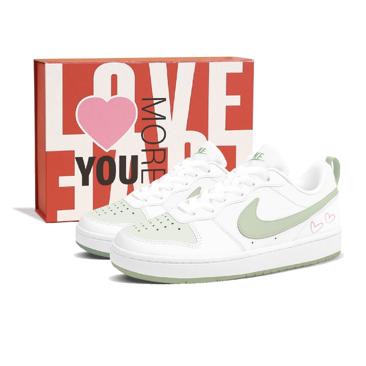 Nike Nike Court Borough Matcha White Peach Leather Skateboard Shoes Women's White Pink