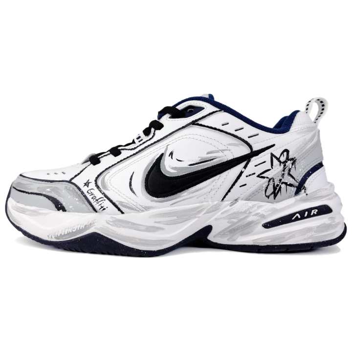 Nike Nike Air Monarch 4 Starry Air Textile, Leather Slip Resistant Abrasion Resistant Low top Chunky Sneakers Unisex White