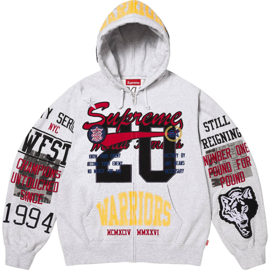 Supreme Supreme SS26 WEEK11 Warriors Appliqué Zip Up Hooded Sweatshirt Unisex