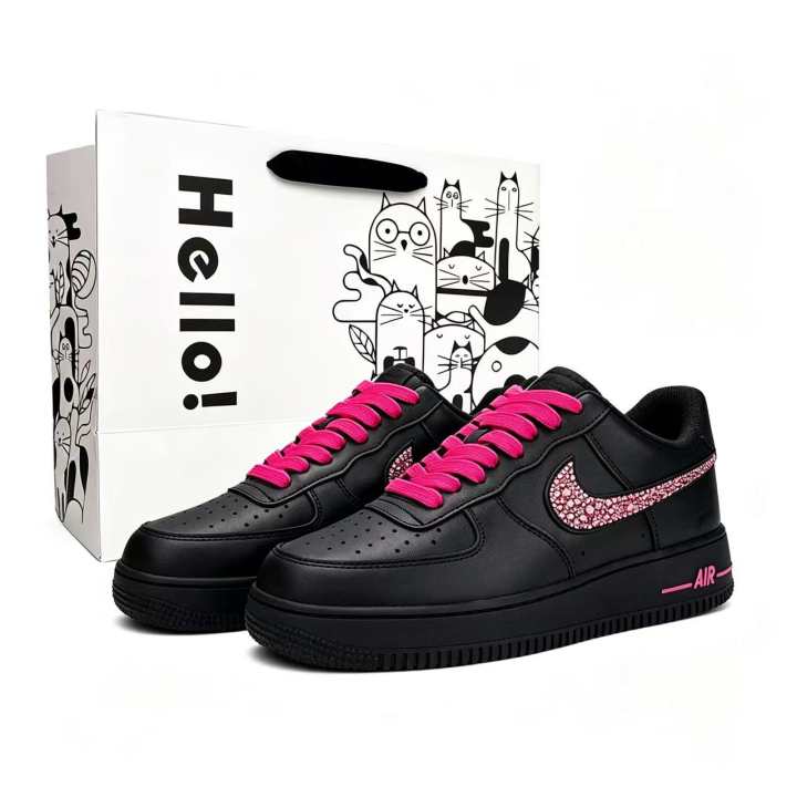 Nike Nike Air Force 1 Pink Diamond Knight, Shopping Bag Low top Skateboard Shoes Unisex Black