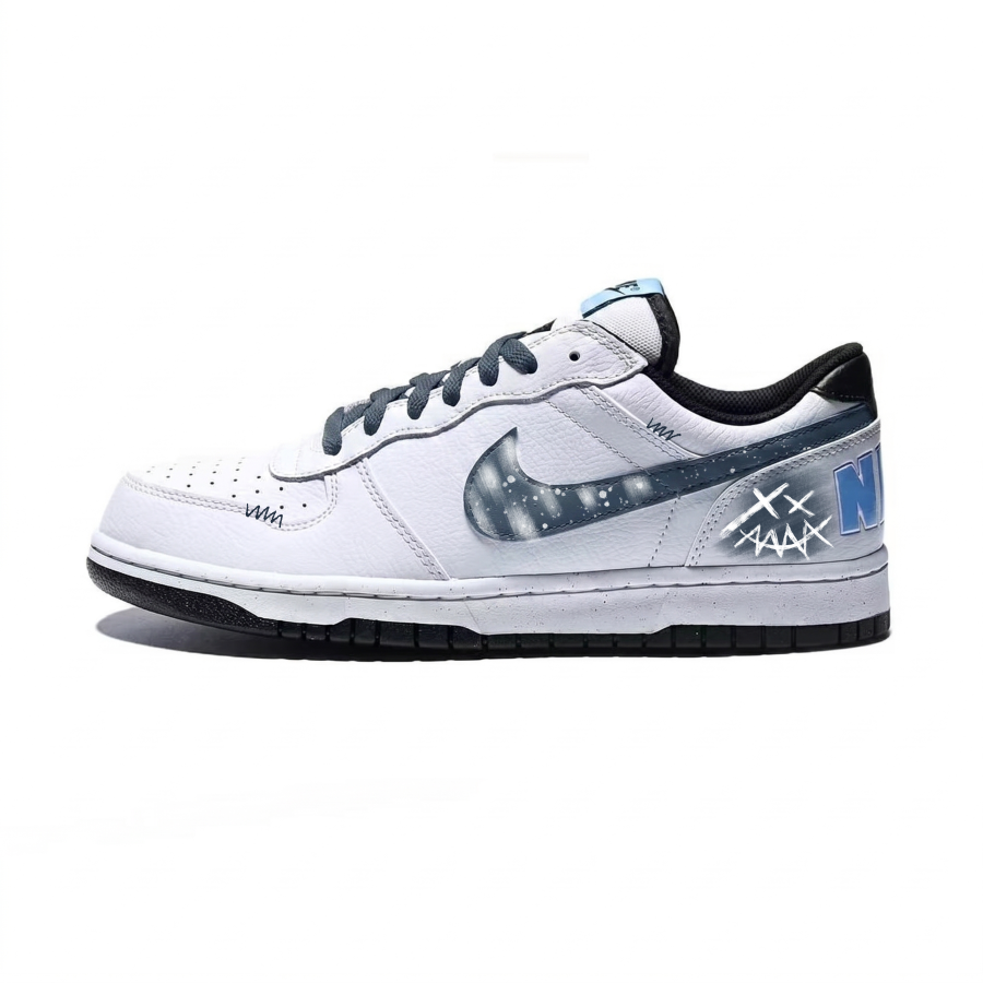 Nike Nike Big Blue Gray Neighborhood Leather Coverage Low top Skateboard Shoes Unisex White Blue