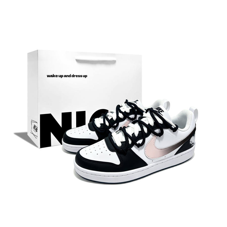 Nike Nike Court Borough White Peach Bubble Low top Kids' Skateboarding Shoes Black Teenagers