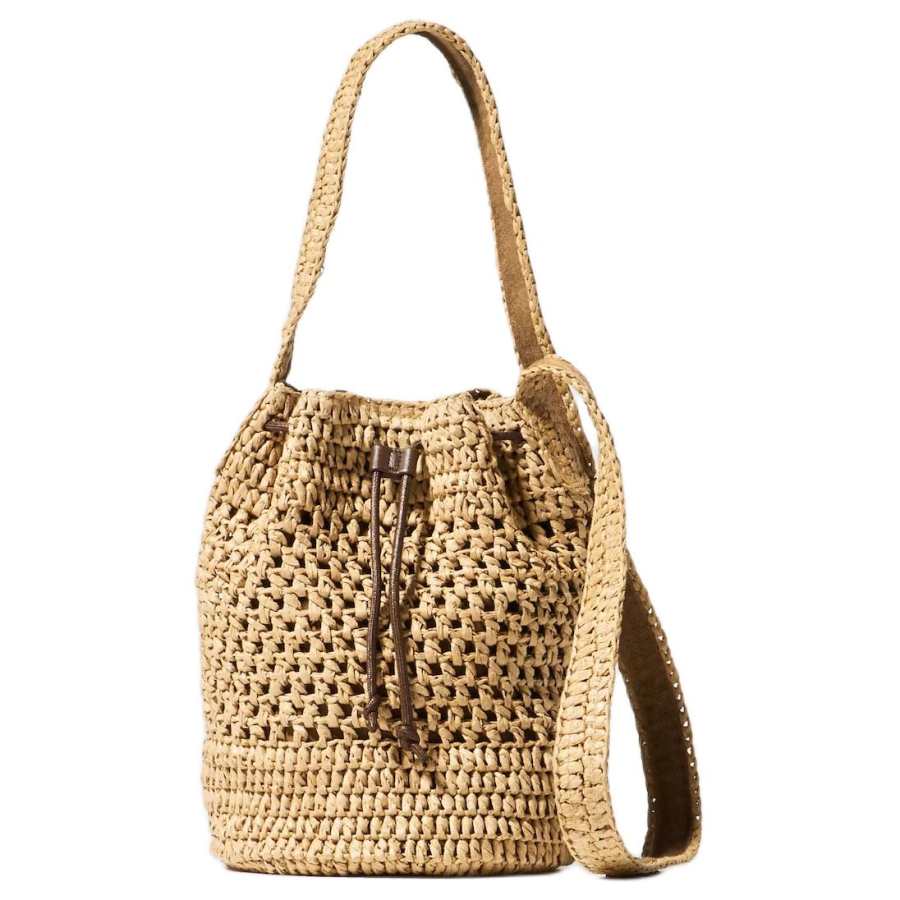 UNIQLO Adjustable Strap Cellulose Material Paper Bucket Bag Crossbody Bag Women's Beige