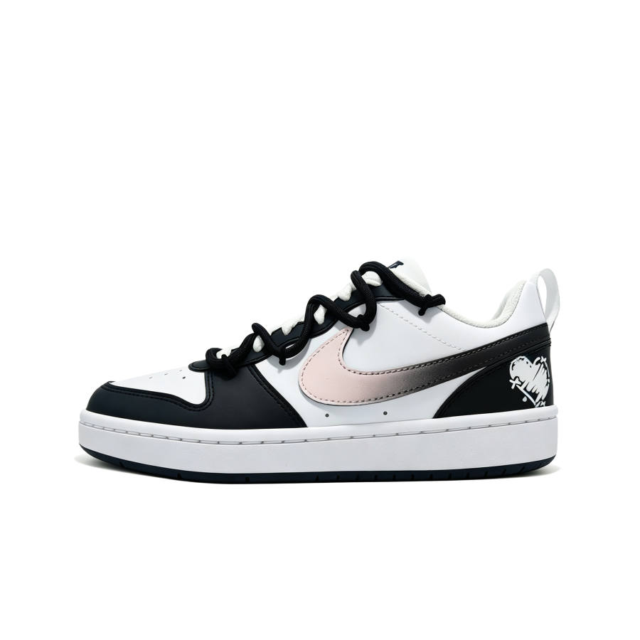 Nike Nike Court Borough White Peach Bubble Low top Kids' Skateboarding Shoes Black White Teenagers