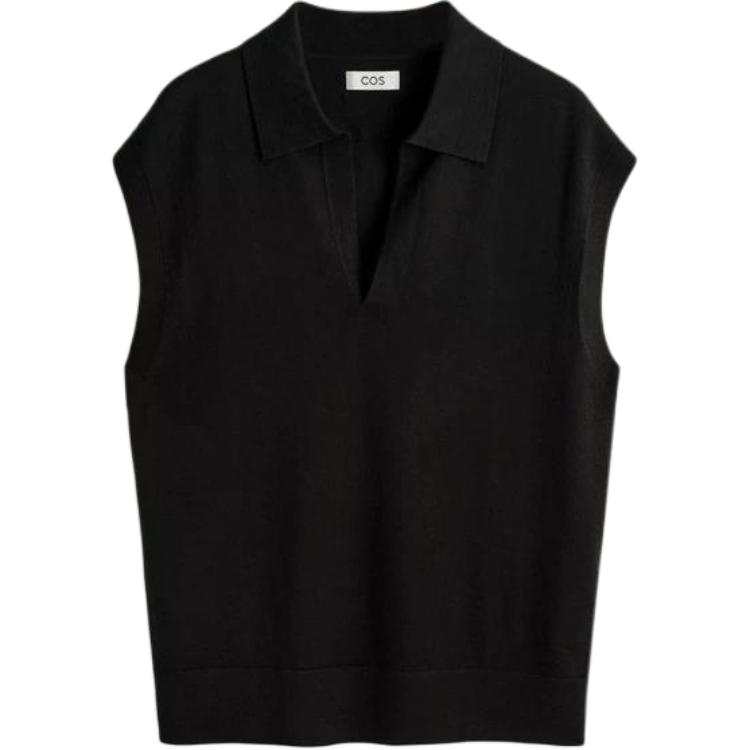 COS Tank Tops Men's Black Polo Collar Moderate