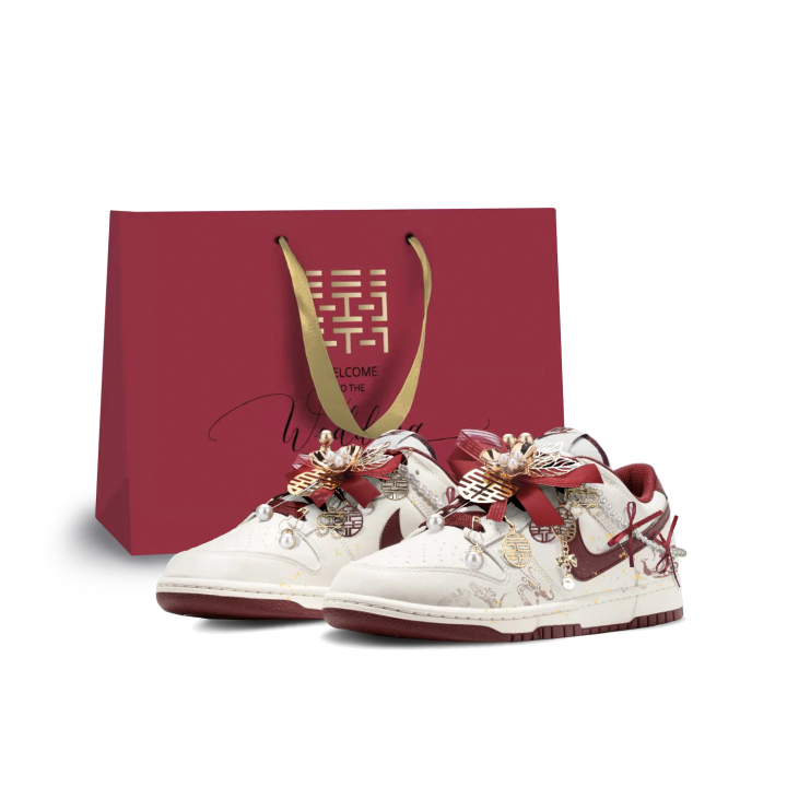 Nike Nike Dunk Low top Skateboard Shoes Unisex White Red