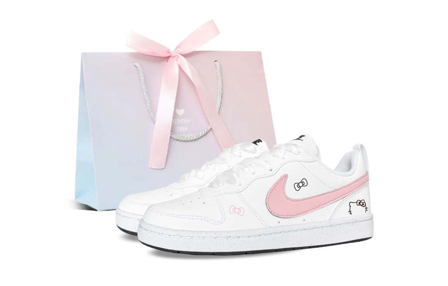 Nike Nike Court Borough Pink Kitten 2.0 Synthetic Leather Low top Kids' Skateboarding Shoes Pink Teenagers
