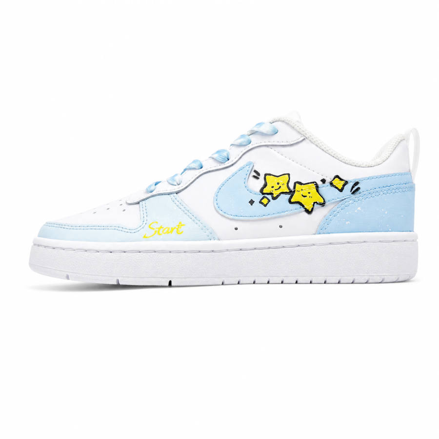 Nike Nike Court Borough Galaxy Wave Treading Leather Cushioning Low top Kids' Skateboarding Shoes Blue Teenagers