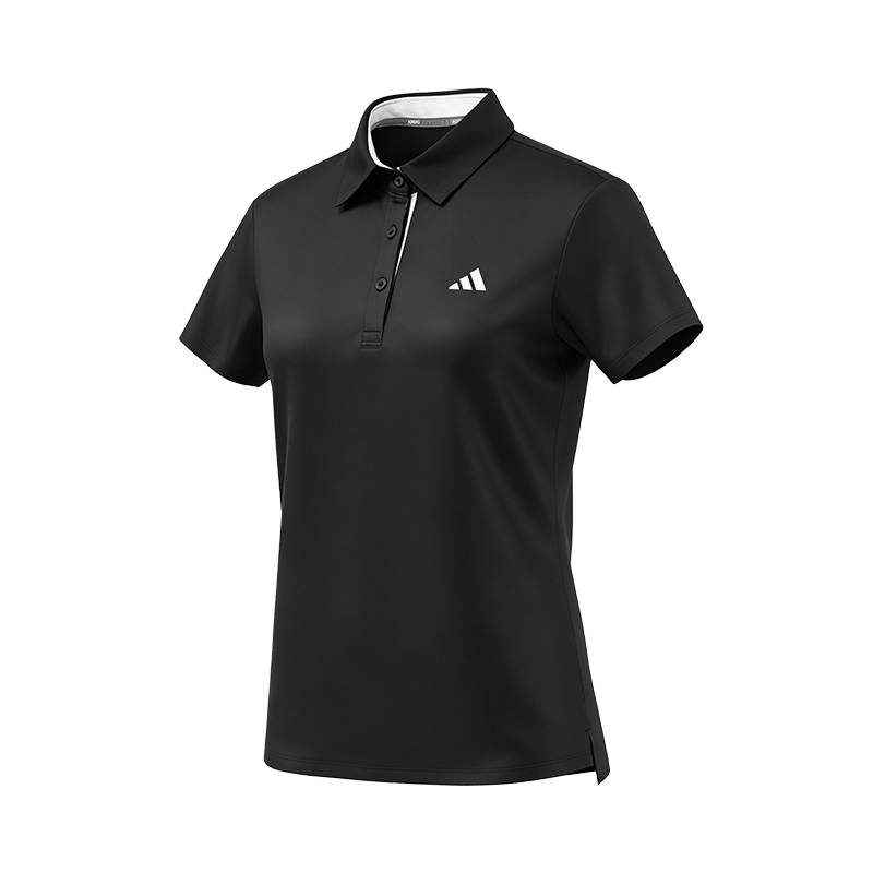 Adidas Adidas Polo Shirts Women's Black Polo Collar Thin Nipped In Waist