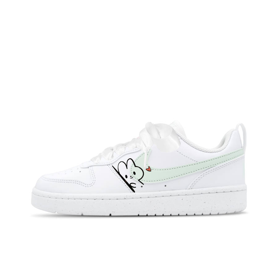 Nike Nike Court Borough Cloud Bunny Leather Low top Kids' Skateboarding Shoes Green/White/Black Teenagers