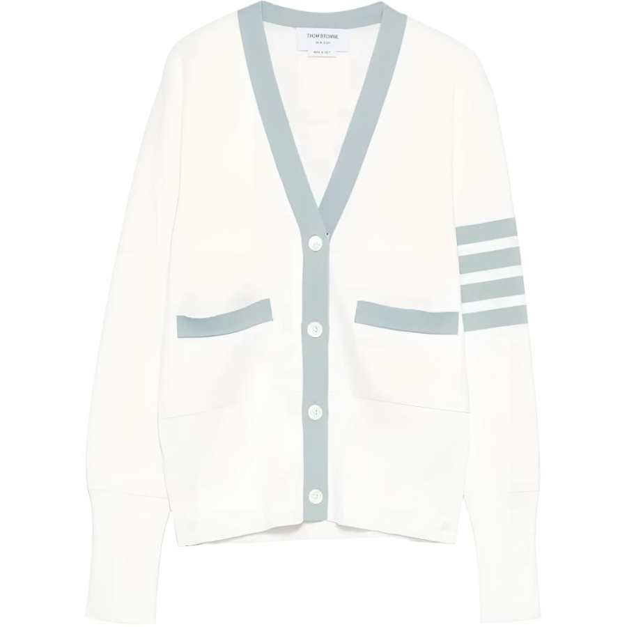 THOM BROWNE Thom Browne 4-Bar Striped V-Neck Buttoned Cardigan